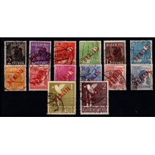 Overtryk BERLIN i rød farve. Komplet sæt.